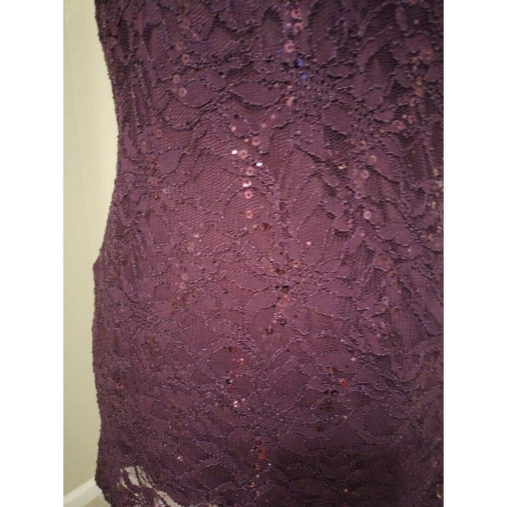 Ursula of Switzerland Sz 10 Sequined Lace Mini Dress Purple Vtg USA Sleeveless - Picture 5 of 9